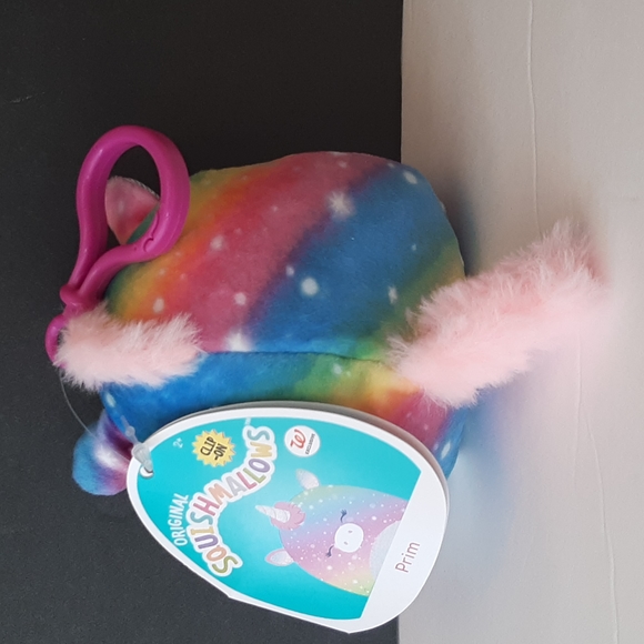 Squishmallows Prim Unicorn Rainbow Clip-On 3.5" Exclusive Rainbow Pink Blue - Picture 4 of 12